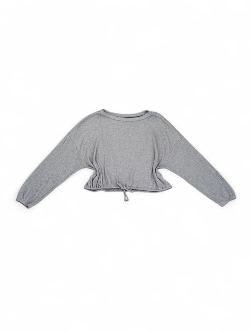 Gilly Hicks Light Gray Cropped Crewneck Drawstring Sweatshirt